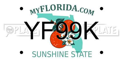 YF99K Florida License Plate