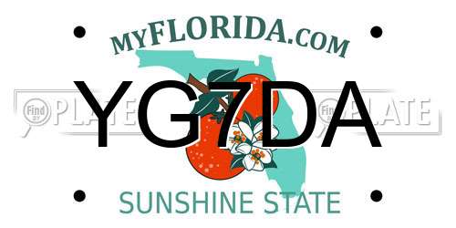 YG7DA Florida License Plate