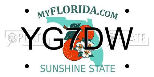 YG7DW Florida License Plate
