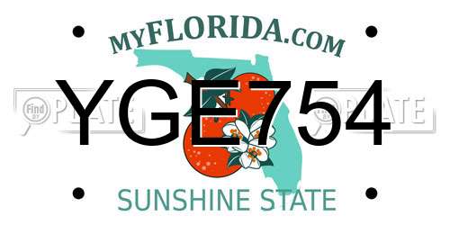 YGE754 Florida License Plate