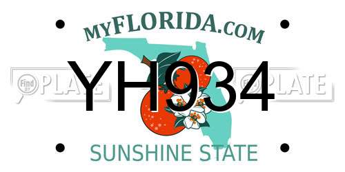 YH934 Florida License Plate