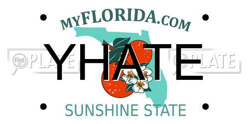 YHATE Florida License Plate