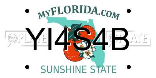 YI4S4B Florida License Plate