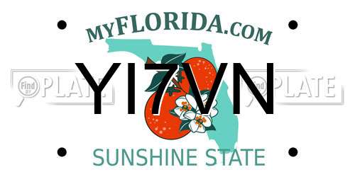 YI7VN Florida License Plate