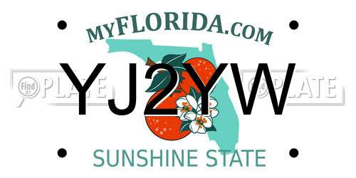 YJ2YW Florida License Plate