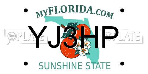 YJ3HP Florida License Plate