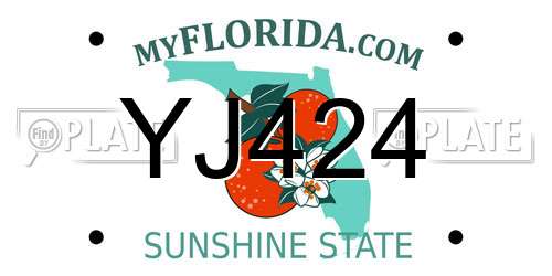 YJ424 Florida License Plate