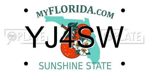 YJ4SW Florida License Plate