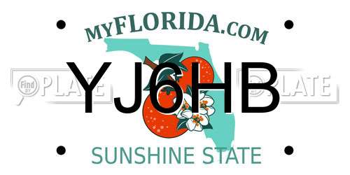 YJ6HB Florida License Plate