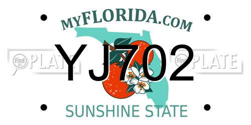 YJ702 Florida License Plate