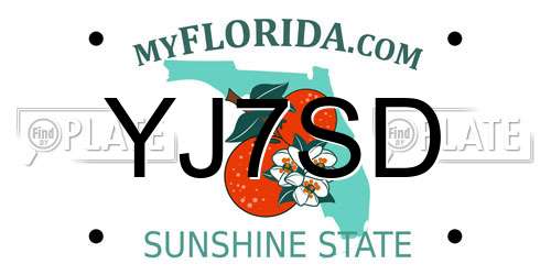 YJ7SD Florida License Plate
