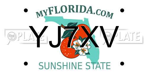 YJ7XV Florida License Plate