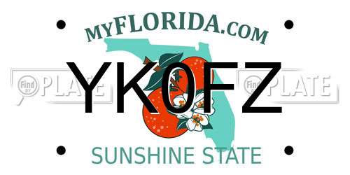 YK0FZ Florida License Plate