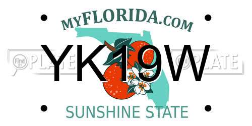 YK19W Florida License Plate