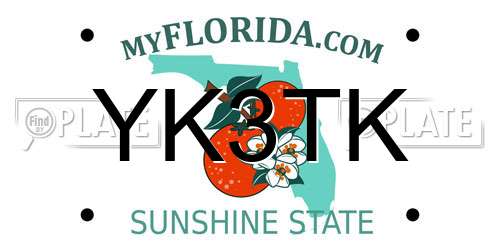 YK3TK Florida License Plate