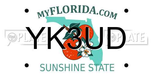 YK3UD Florida License Plate