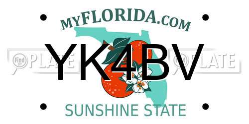 YK4BV Florida License Plate