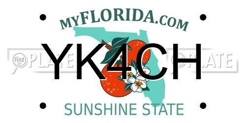YK4CH Florida License Plate