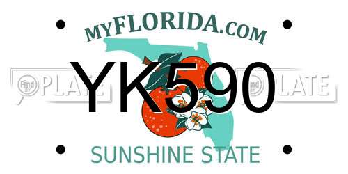 YK590 Florida License Plate