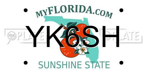 YK6SH Florida License Plate
