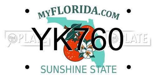 YK760 Florida License Plate