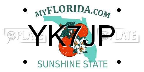 YK7JP Florida License Plate