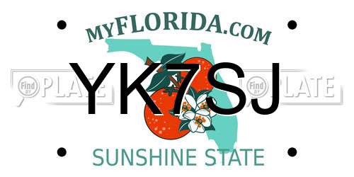 YK7SJ Florida License Plate