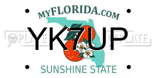 YK7UP Florida License Plate