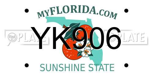 YK906 Florida License Plate