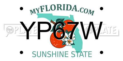 YP67W Florida License Plate
