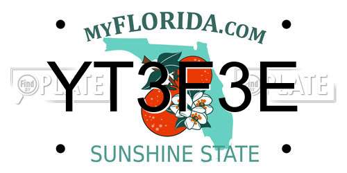 YT3F3E Florida License Plate