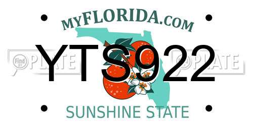 YTS922 Florida License Plate