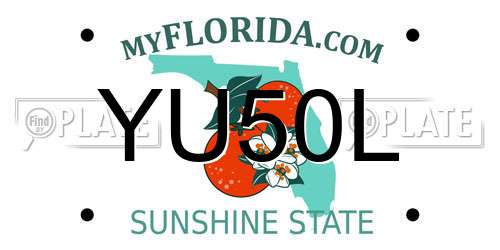 YU50L Florida License Plate
