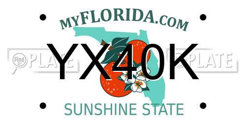 YX40K Florida License Plate