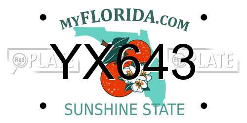 YX643 Florida License Plate