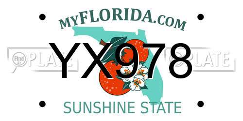 YX978 Florida License Plate