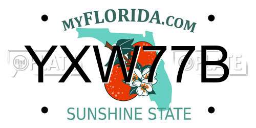 YXW77B Florida License Plate