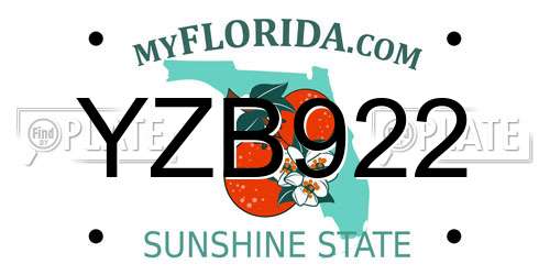 YZB922 Florida License Plate