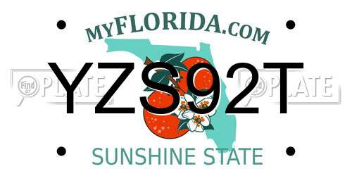 YZS92T Florida License Plate