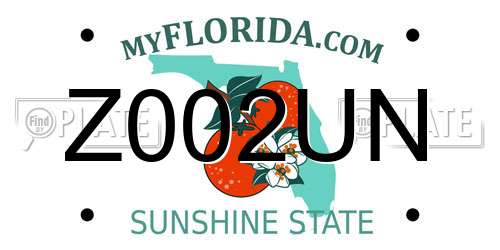 Z002UN Florida License Plate