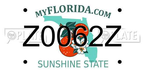 Z0062Z Florida License Plate
