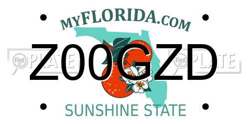 Z00GZD Florida License Plate