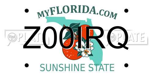 Z00IRQ Florida License Plate