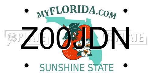 Z00JDN Florida License Plate