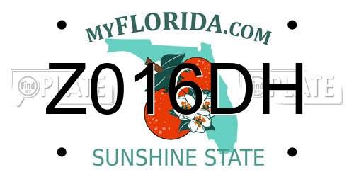 Z016DH Florida License Plate