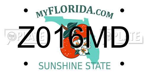 Z016MD Florida License Plate