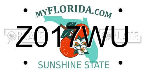 Z017WU Florida License Plate