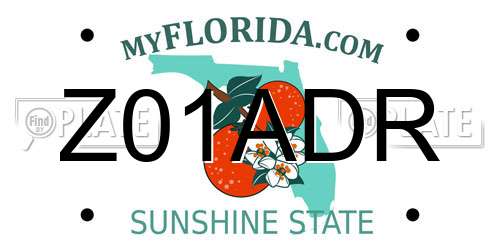 Z01ADR Florida License Plate