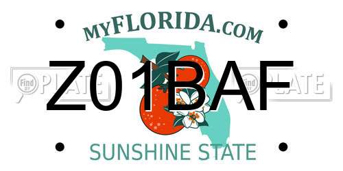 Z01BAF Florida License Plate