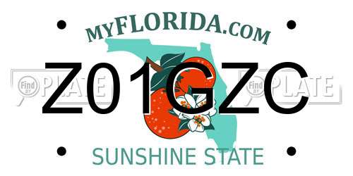 Z01GZC Florida License Plate